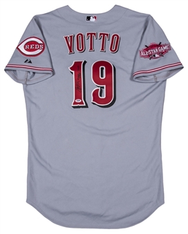 2015 Joey Votto Game Used & Signed/Inscribed Cincinnati Reds Road Jersey (PSA/DNA)